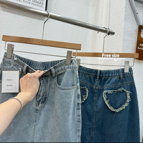 Women Trendy Denim Mid Length Skirts